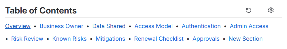Inline table of contents layout in Confluence view mode