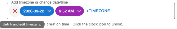 Hovering over the clock reveals the red unlink control and its tooltip